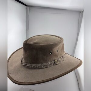 Barmah Squashy Hat Cattle Leather Made In Australia Brown - Large -